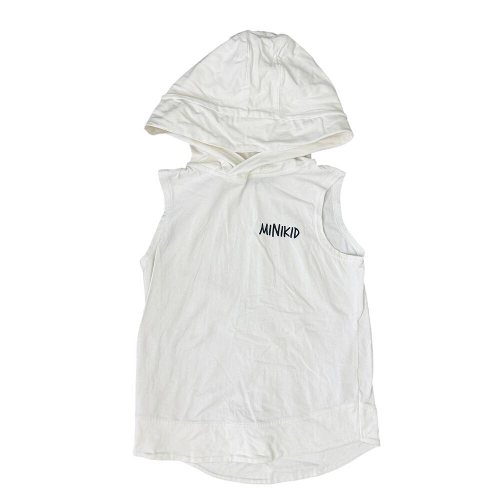Minikid White Hooded Tank Top Size 122-128 7/8Y Cotton